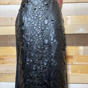 Chic Black Embossed Midi Skirt